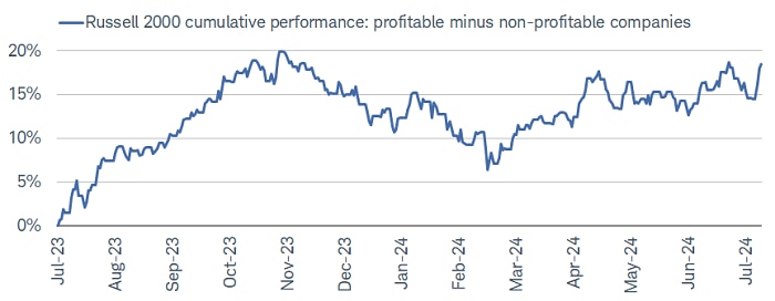 Over the past year, profitable companies in the Russell 2000 have outperformed non-profitable companies by nearly 20%.